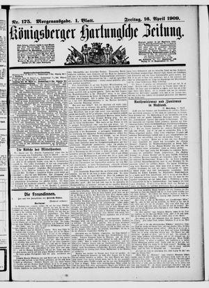 Königsberger Hartungsche Zeitung vom 16.04.1909