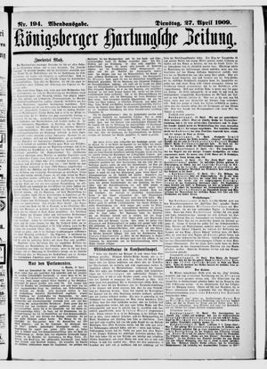 Königsberger Hartungsche Zeitung vom 27.04.1909