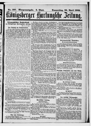 Königsberger Hartungsche Zeitung vom 29.04.1909