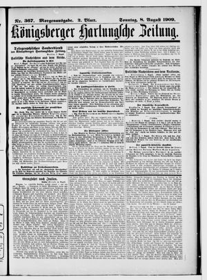 Königsberger Hartungsche Zeitung vom 08.08.1909