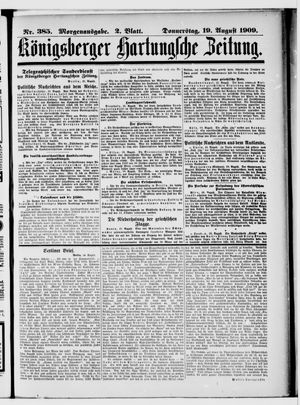 Königsberger Hartungsche Zeitung vom 19.08.1909