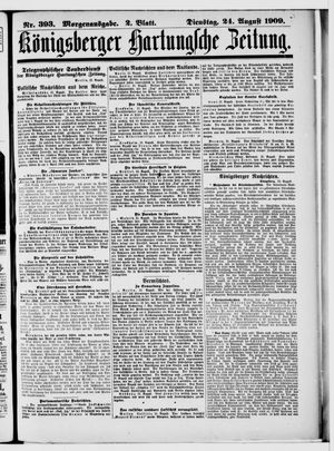 Königsberger Hartungsche Zeitung vom 24.08.1909