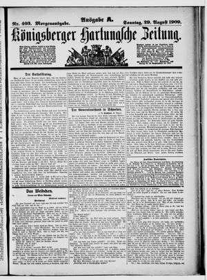 Königsberger Hartungsche Zeitung vom 29.08.1909
