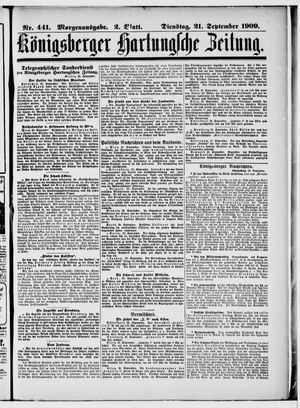 Königsberger Hartungsche Zeitung vom 21.09.1909