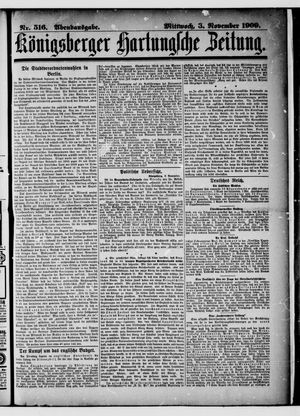 Königsberger Hartungsche Zeitung on Nov 3, 1909