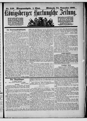 Königsberger Hartungsche Zeitung vom 24.11.1909