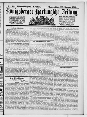 Königsberger Hartungsche Zeitung vom 27.01.1910