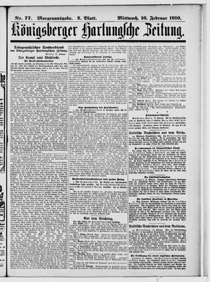 Königsberger Hartungsche Zeitung vom 16.02.1910