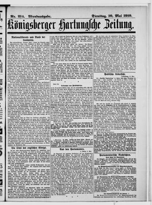 Königsberger Hartungsche Zeitung vom 10.05.1910