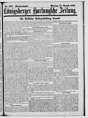 Königsberger Hartungsche Zeitung vom 15.08.1910