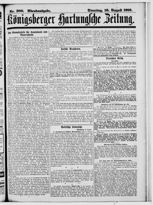 Königsberger Hartungsche Zeitung vom 16.08.1910