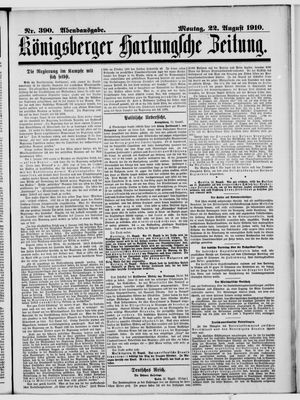 Königsberger Hartungsche Zeitung vom 22.08.1910