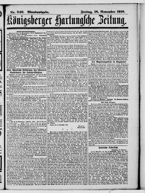 Königsberger Hartungsche Zeitung vom 18.11.1910
