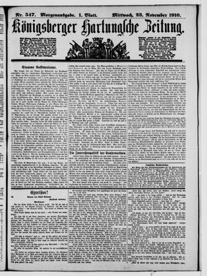 Königsberger Hartungsche Zeitung vom 23.11.1910