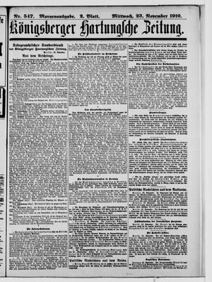 Königsberger Hartungsche Zeitung vom 23.11.1910