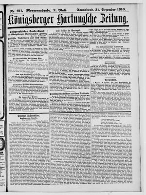 Königsberger Hartungsche Zeitung vom 31.12.1910