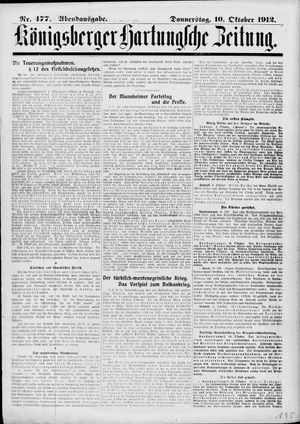 Königsberger Hartungsche Zeitung vom 10.10.1912