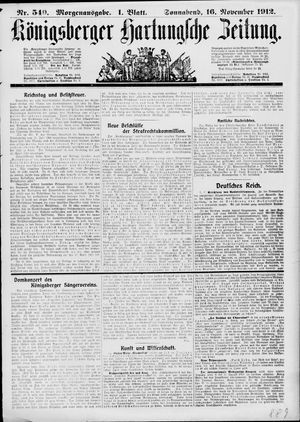 Königsberger Hartungsche Zeitung vom 16.11.1912