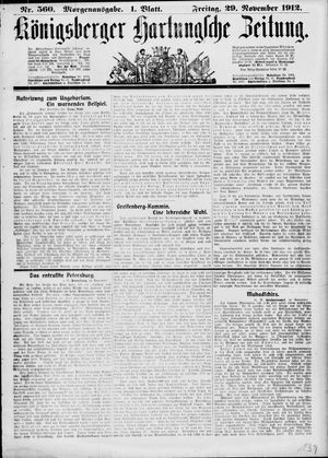 Königsberger Hartungsche Zeitung vom 29.11.1912