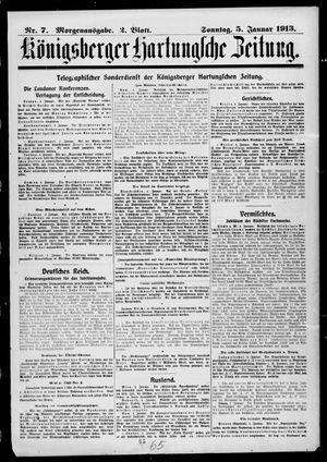 Königsberger Hartungsche Zeitung vom 05.01.1913