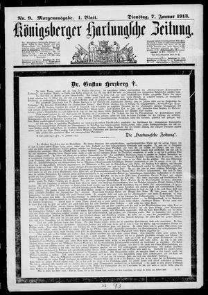 Königsberger Hartungsche Zeitung vom 07.01.1913