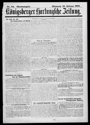 Königsberger Hartungsche Zeitung vom 19.02.1913