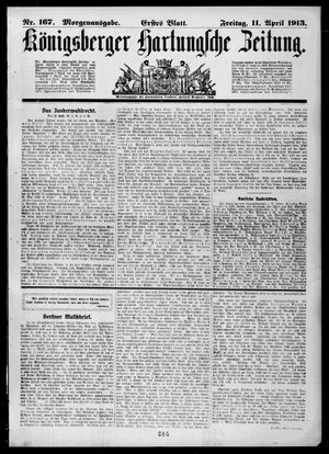 Königsberger Hartungsche Zeitung vom 11.04.1913