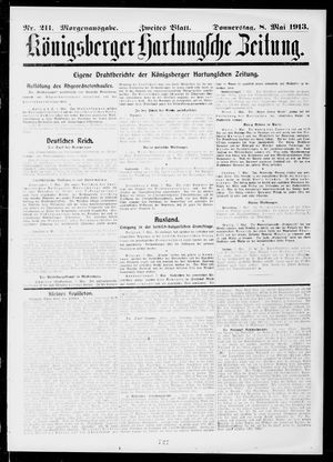 Königsberger Hartungsche Zeitung on May 8, 1913