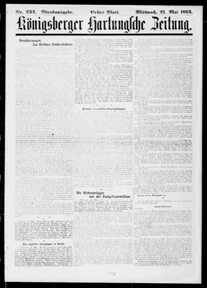 Königsberger Hartungsche Zeitung on May 21, 1913