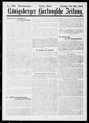 Königsberger Hartungsche Zeitung on May 23, 1913