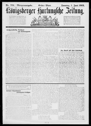Königsberger Hartungsche Zeitung vom 01.06.1913