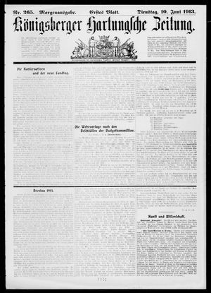 Königsberger Hartungsche Zeitung vom 10.06.1913