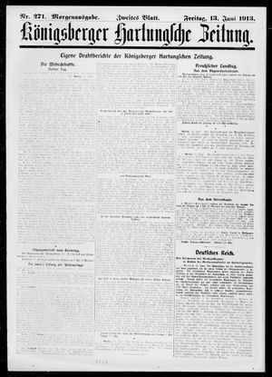 Königsberger Hartungsche Zeitung on Jun 13, 1913