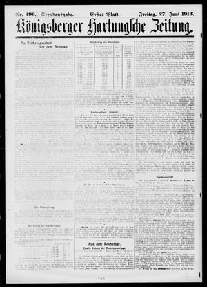 Königsberger Hartungsche Zeitung vom 27.06.1913