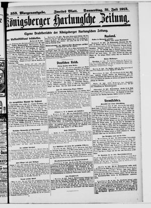 Königsberger Hartungsche Zeitung vom 31.07.1913