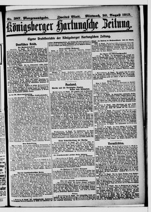 Königsberger Hartungsche Zeitung vom 20.08.1913