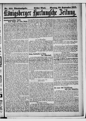 Königsberger Hartungsche Zeitung vom 22.09.1913