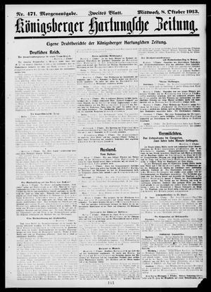 Königsberger Hartungsche Zeitung vom 08.10.1913