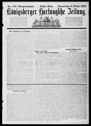 Königsberger Hartungsche Zeitung vom 09.10.1913