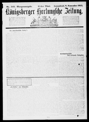 Königsberger Hartungsche Zeitung vom 08.11.1913