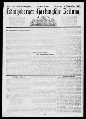 Königsberger Hartungsche Zeitung vom 18.11.1913