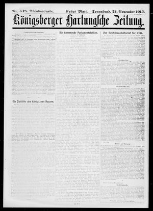 Königsberger Hartungsche Zeitung on Nov 22, 1913