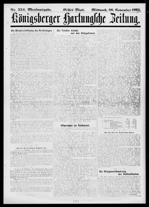 Königsberger Hartungsche Zeitung on Nov 26, 1913