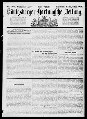 Königsberger Hartungsche Zeitung vom 03.12.1913