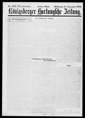 Königsberger Hartungsche Zeitung vom 24.12.1913