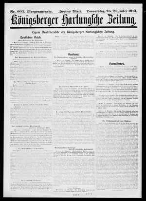 Königsberger Hartungsche Zeitung vom 25.12.1913