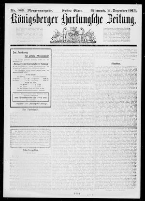 Königsberger Hartungsche Zeitung vom 31.12.1913