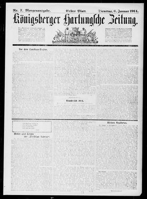 Königsberger Hartungsche Zeitung vom 06.01.1914