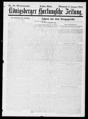 Königsberger Hartungsche Zeitung vom 07.01.1914