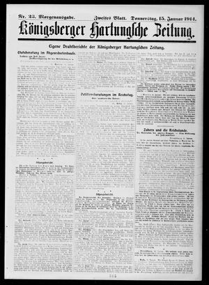 Königsberger Hartungsche Zeitung vom 15.01.1914